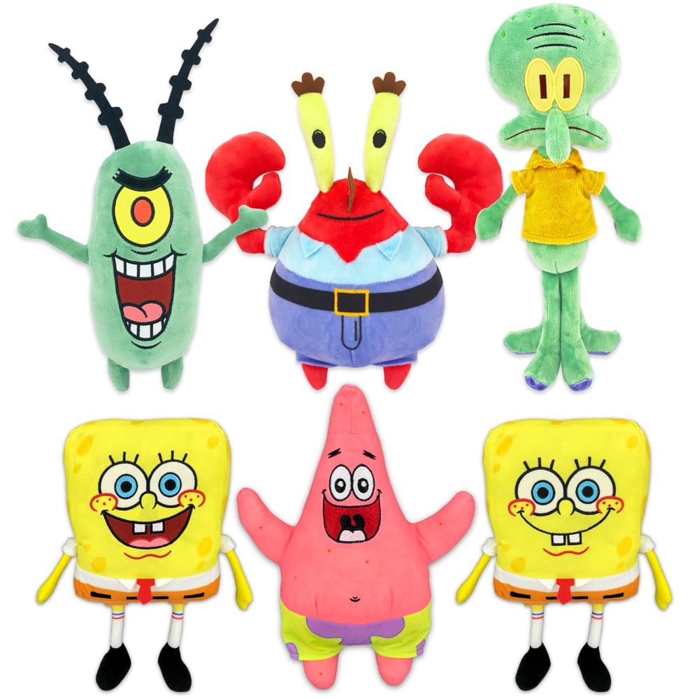 SpongeBob and friends as Plush toys. Patrick Star, Plankton, Mr. Crabs